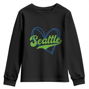 Seattle Heart Blue and Green Game Day Sports Fan Youth Sweatshirt TS02 Black Print Your Wear