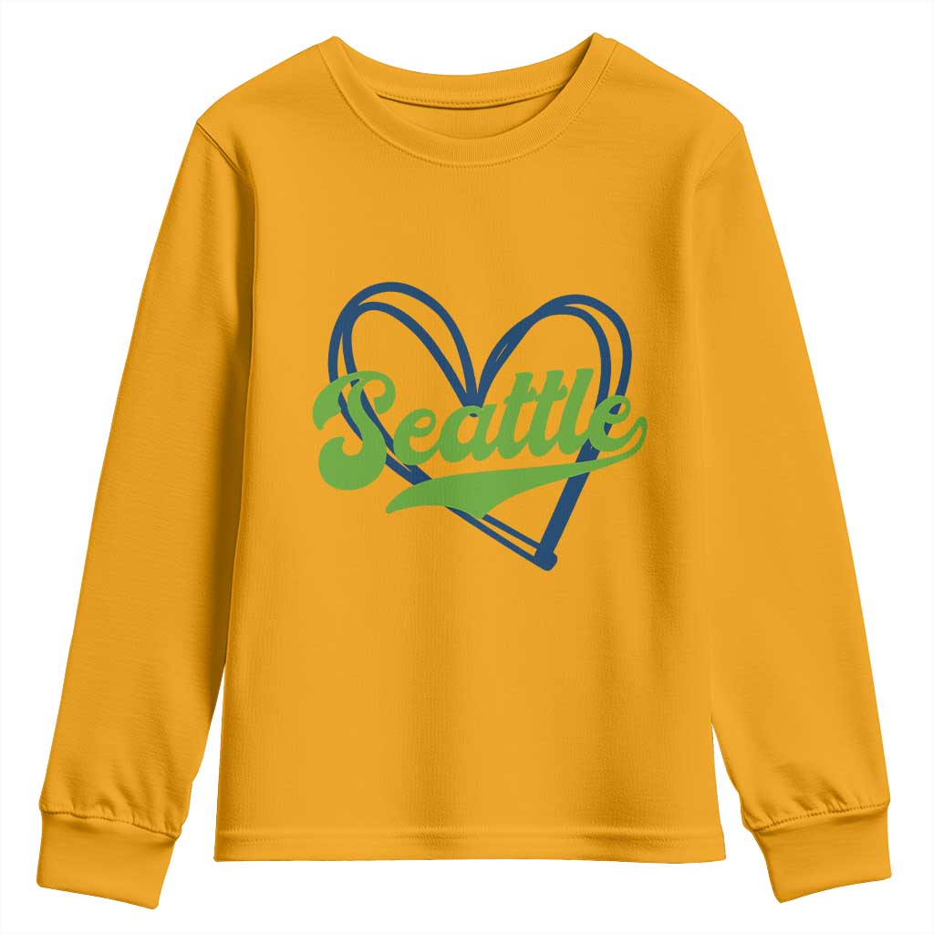 Seattle Heart Blue and Green Game Day Sports Fan Youth Sweatshirt TS02 Gold Print Your Wear
