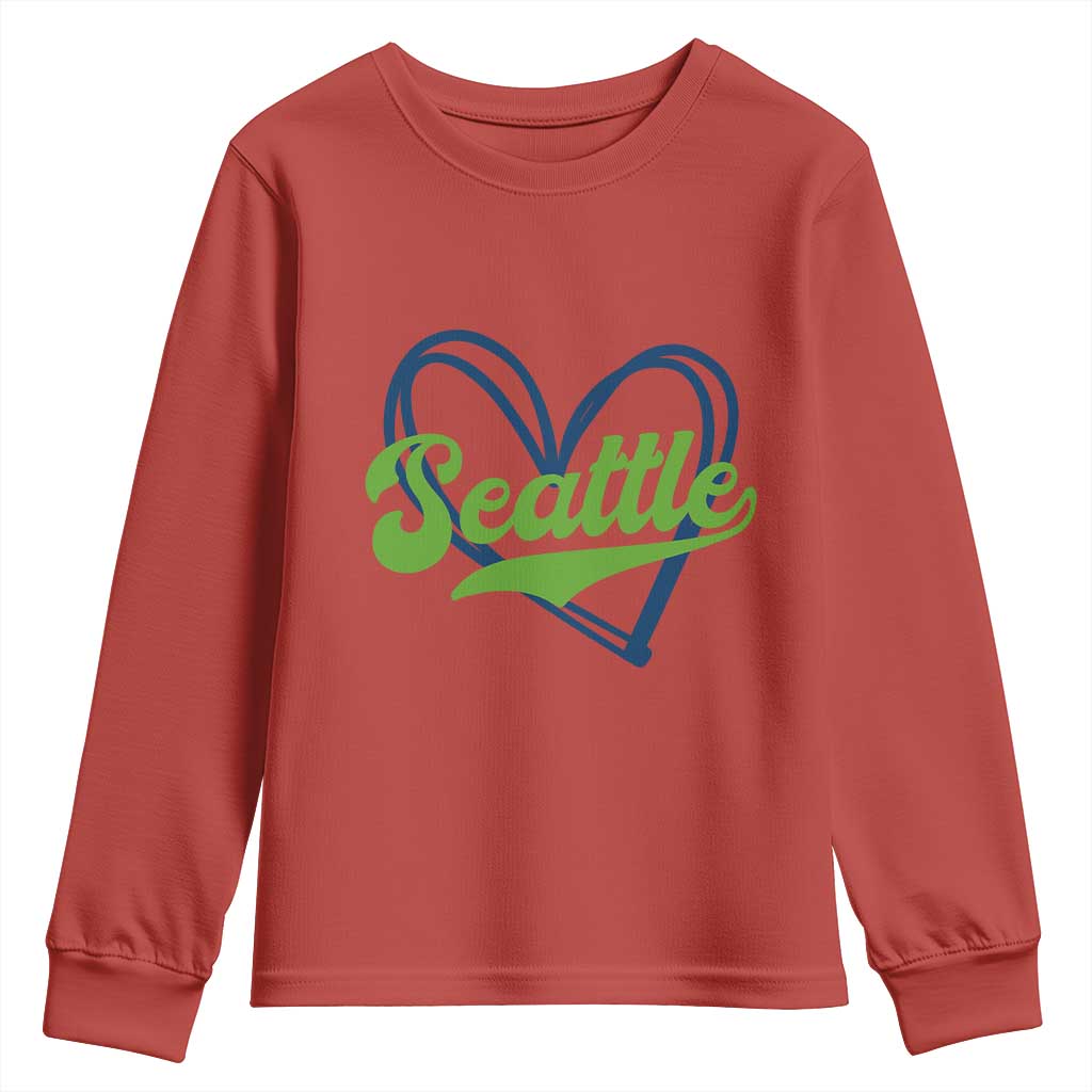Seattle Heart Blue and Green Game Day Sports Fan Youth Sweatshirt TS02 Red Print Your Wear