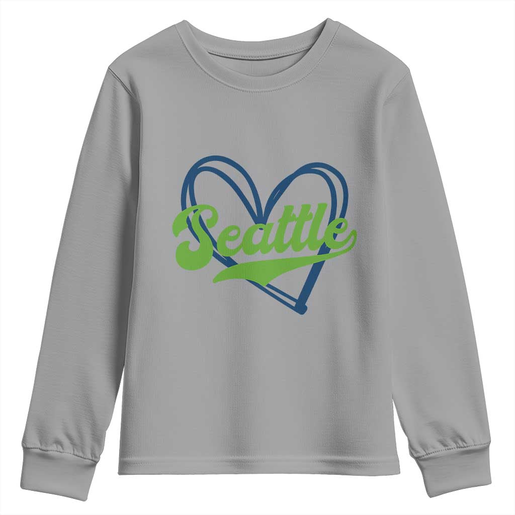 Seattle Heart Blue and Green Game Day Sports Fan Youth Sweatshirt TS02 Sport Gray Print Your Wear