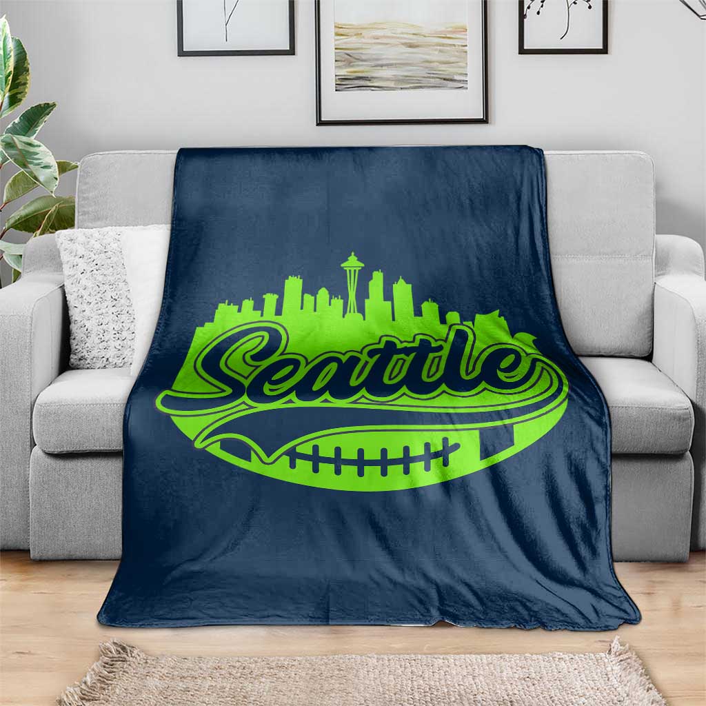 Seattle Pride Skyline Football Lover Throw Blanket Game Day Sports Fan TS02 Print Your Wear