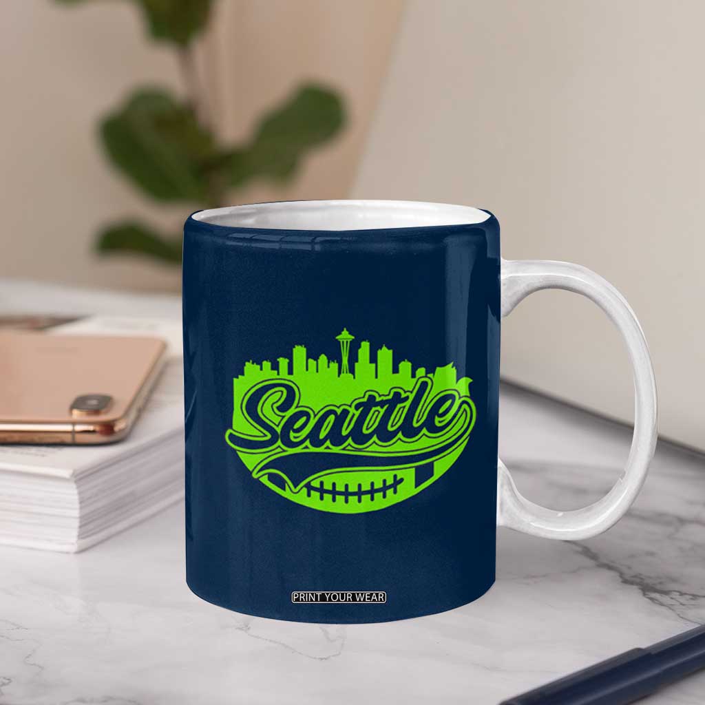 Seattle Pride Skyline Football Lover Coffee Mug Game Day Sports Fan TS02 Print Your Wear