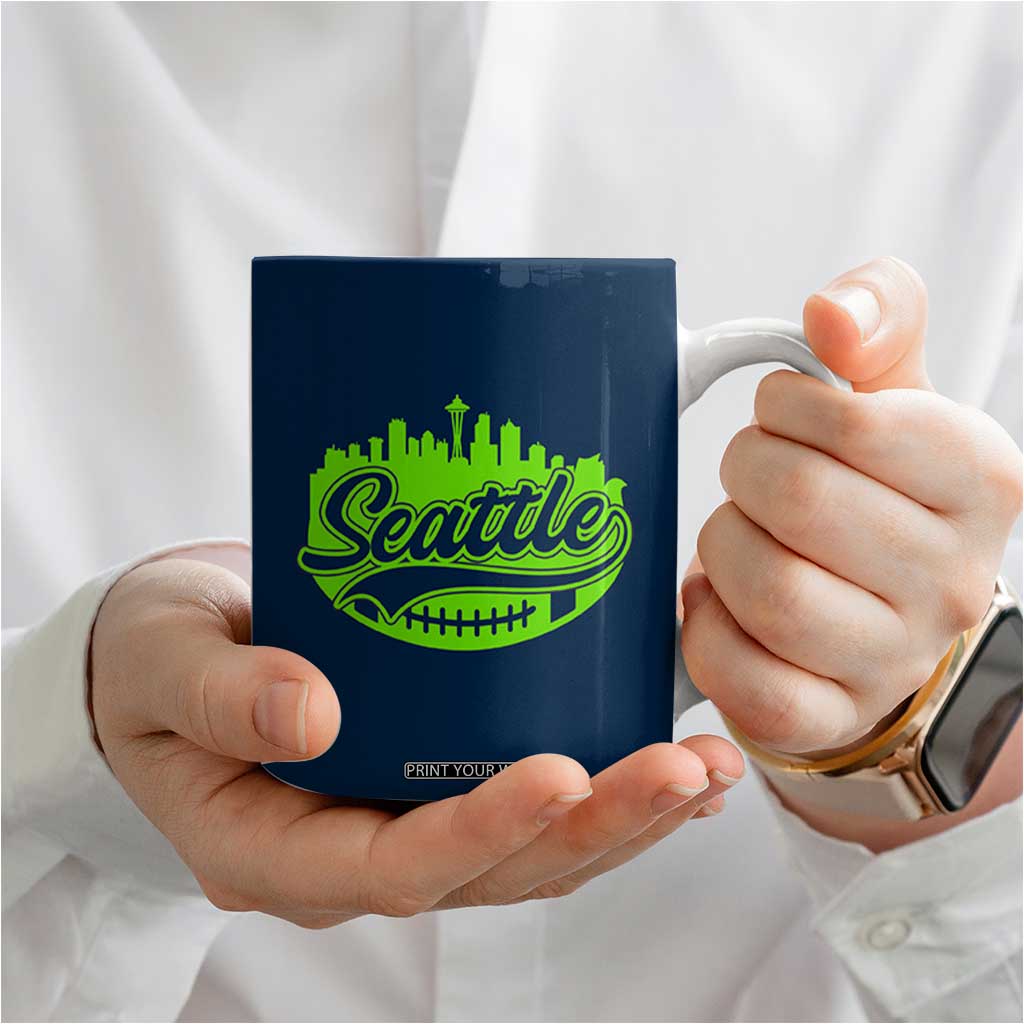 Seattle Pride Skyline Football Lover Coffee Mug Game Day Sports Fan TS02 Print Your Wear