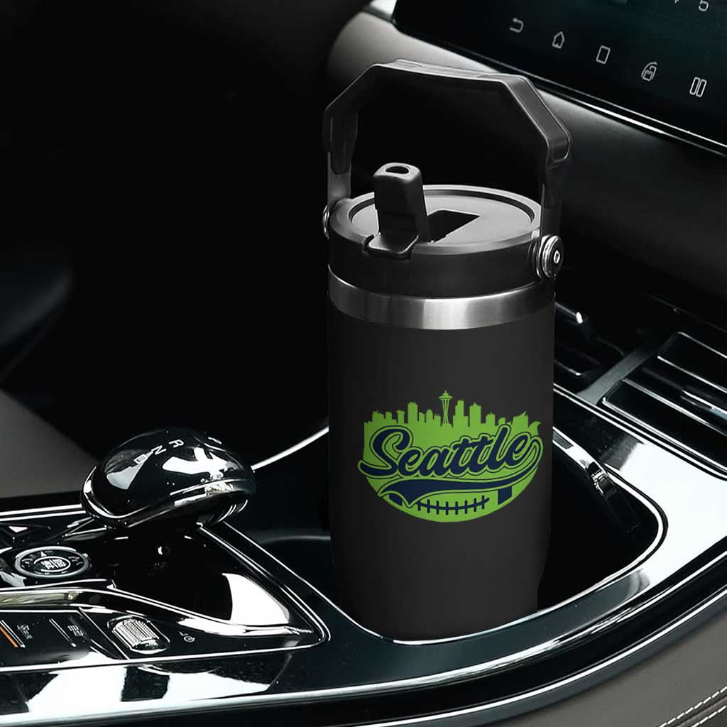 Seattle Pride Skyline Football Lover Flip Straw Tumbler Game Day Sports Fan TS02 Print Your Wear