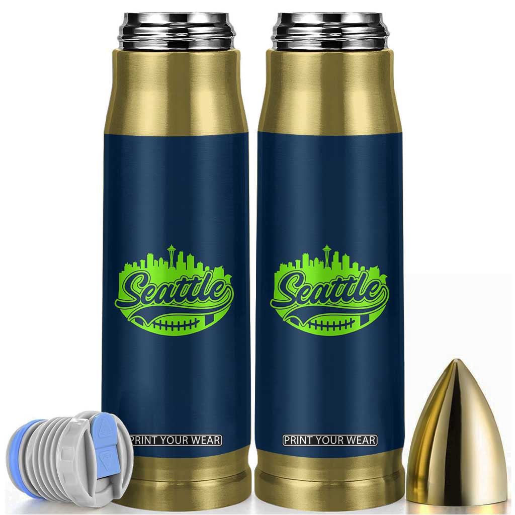 Seattle Pride Skyline Football Lover Bullet Tumbler Game Day Sports Fan TS02 Navy Print Your Wear