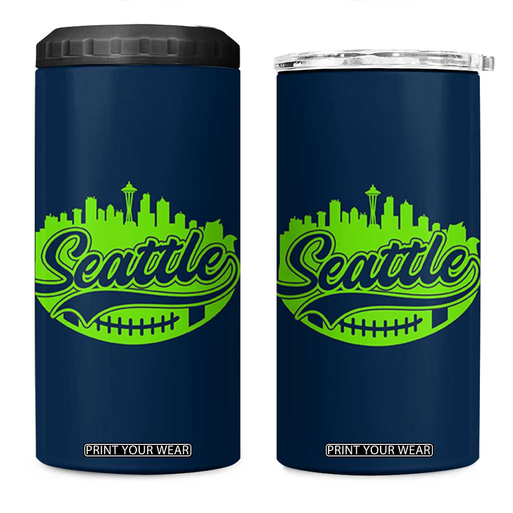 Seattle Pride Skyline Football Lover 4 in 1 Can Cooler Tumbler Game Day Sports Fan TS02 One Size: 16 oz Navy Print Your Wear