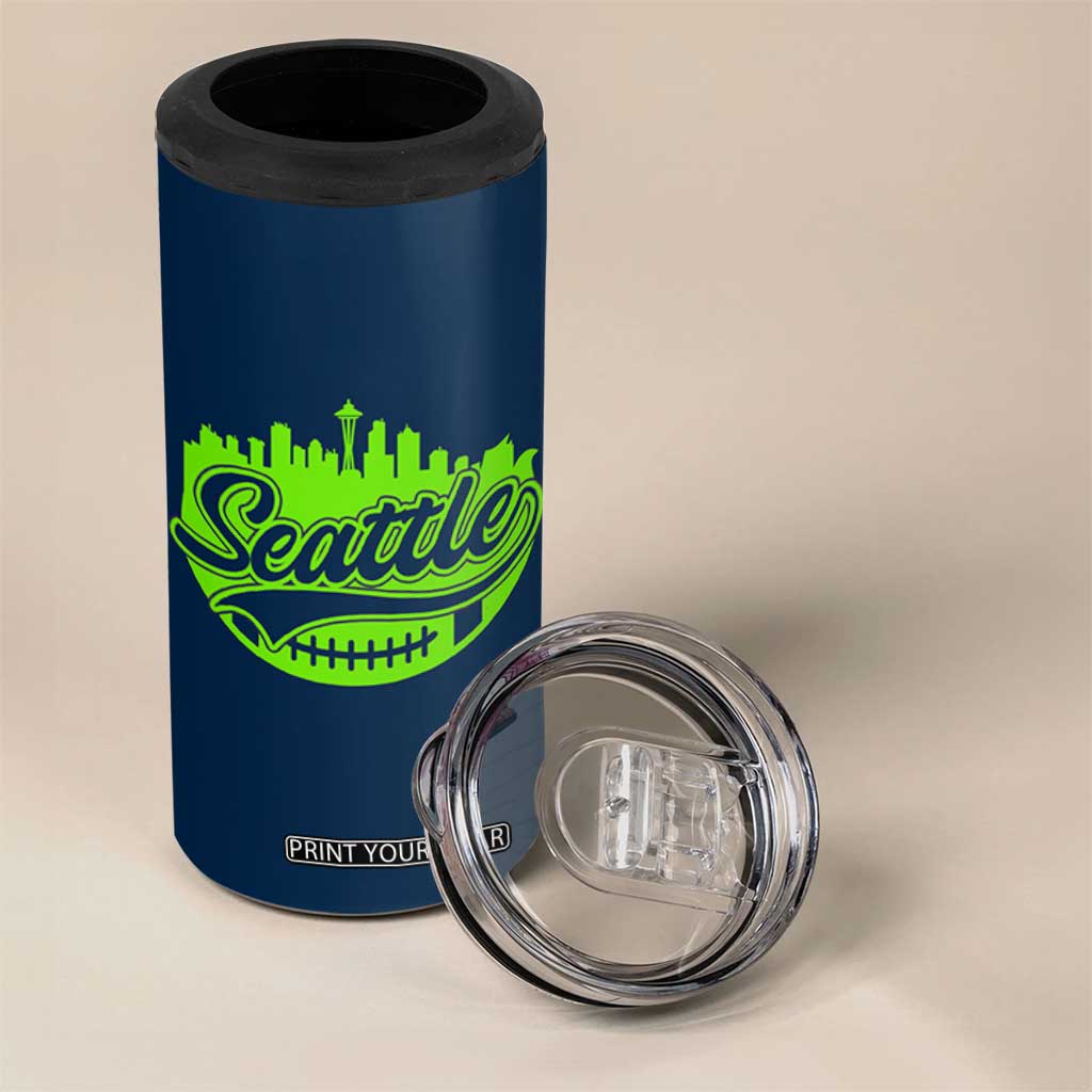 Seattle Pride Skyline Football Lover 4 in 1 Can Cooler Tumbler Game Day Sports Fan TS02 Print Your Wear