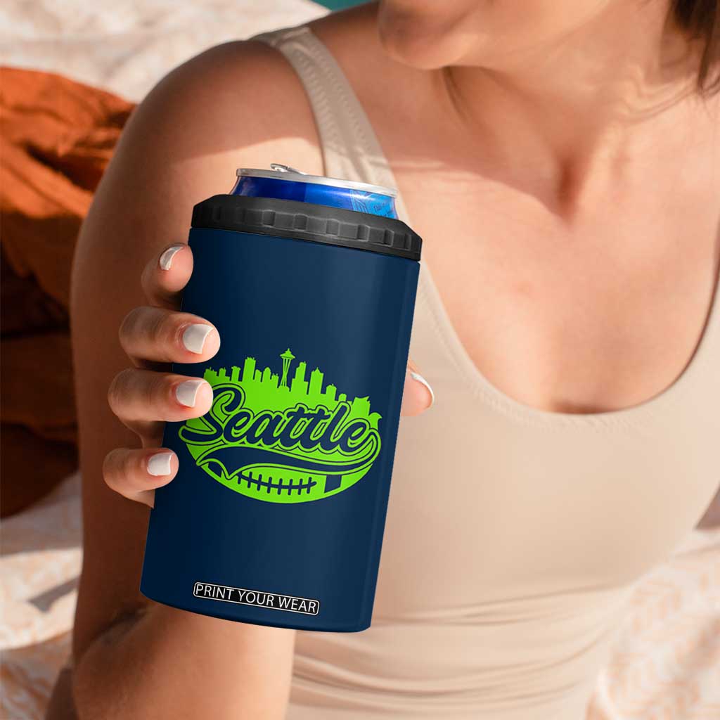 Seattle Pride Skyline Football Lover 4 in 1 Can Cooler Tumbler Game Day Sports Fan TS02 Print Your Wear