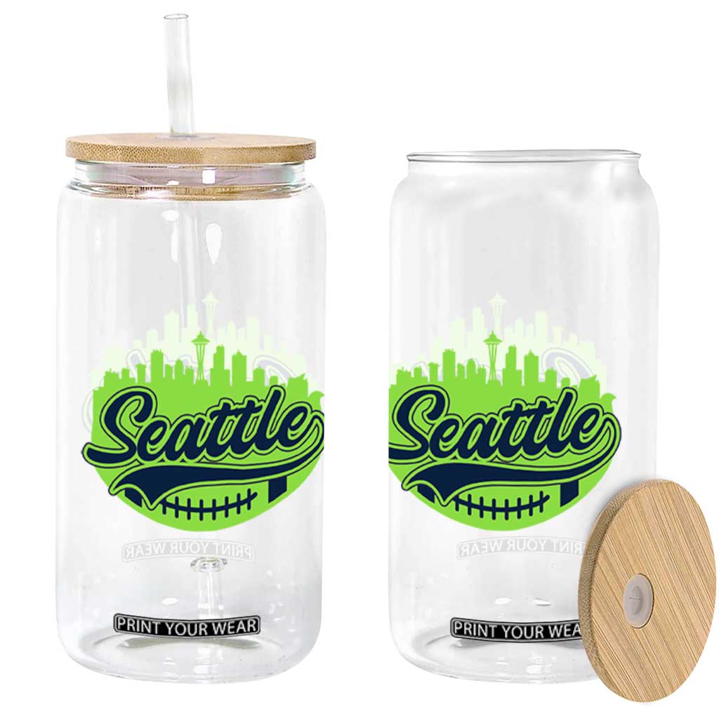 Seattle Pride Skyline Football Lover Glass Can Game Day Sports Fan TS02 Print Your Wear