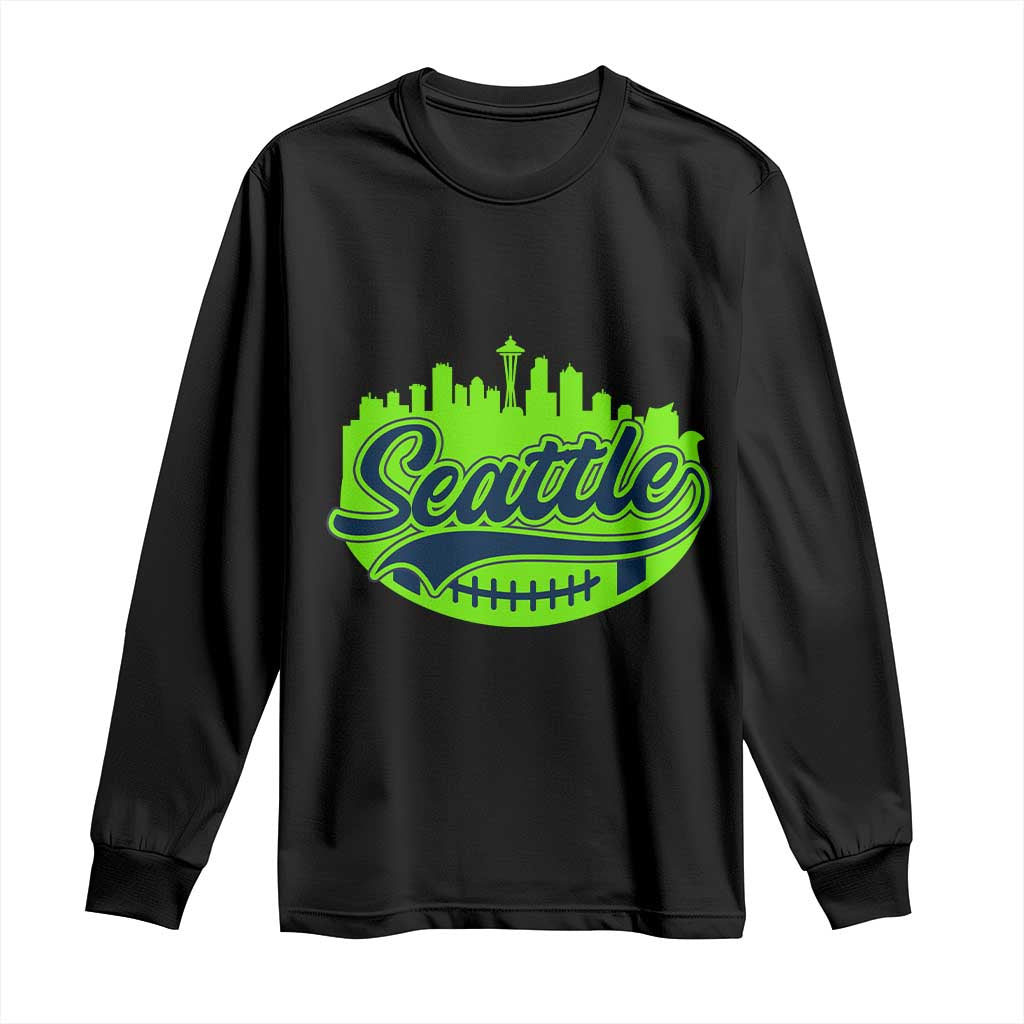 Seattle Pride Skyline Football Lover Long Sleeve Shirt Game Day Sports Fan TS02 Black Print Your Wear