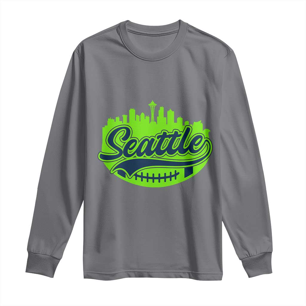 Seattle Pride Skyline Football Lover Long Sleeve Shirt Game Day Sports Fan TS02 Charcoal Print Your Wear