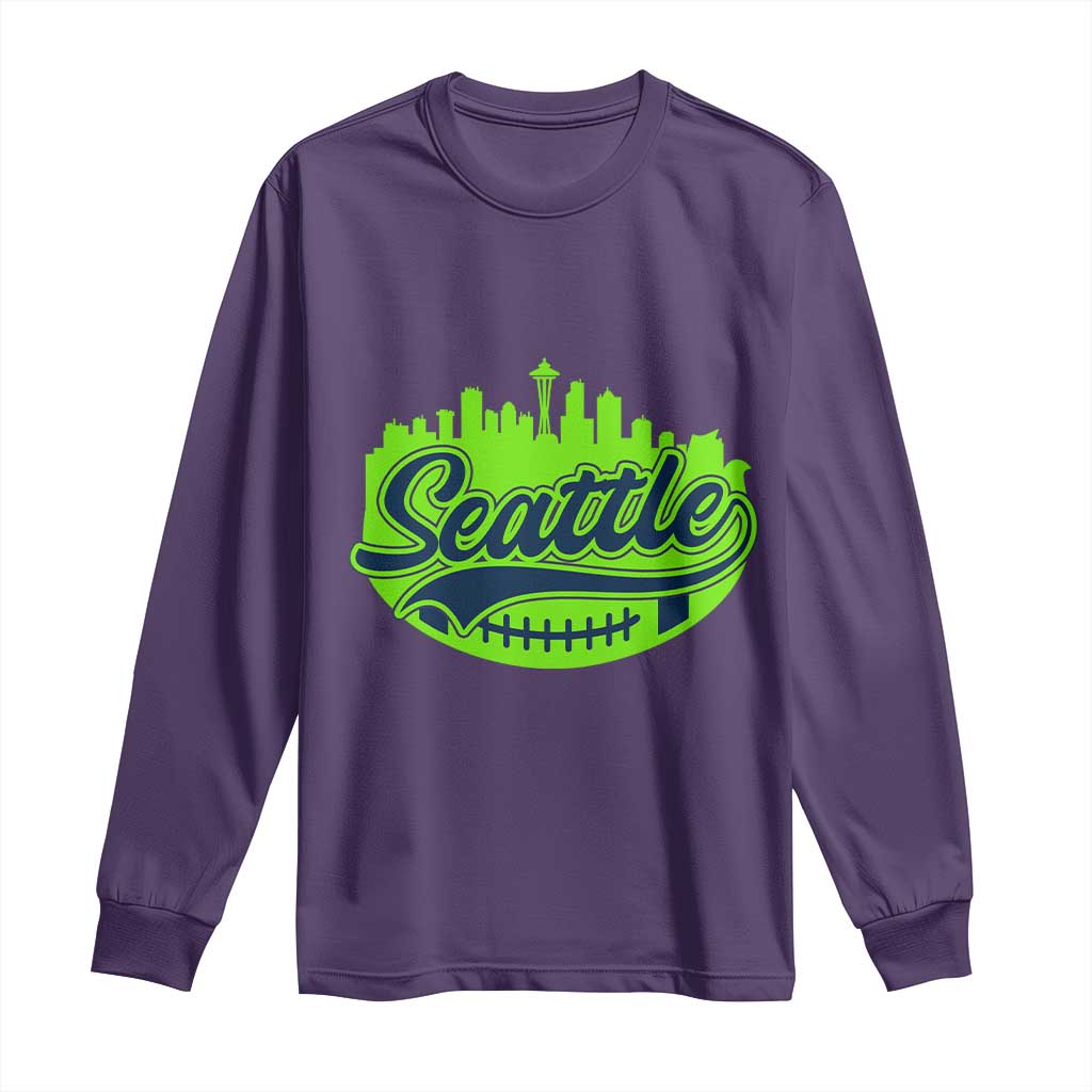 Seattle Pride Skyline Football Lover Long Sleeve Shirt Game Day Sports Fan TS02 Purple Print Your Wear