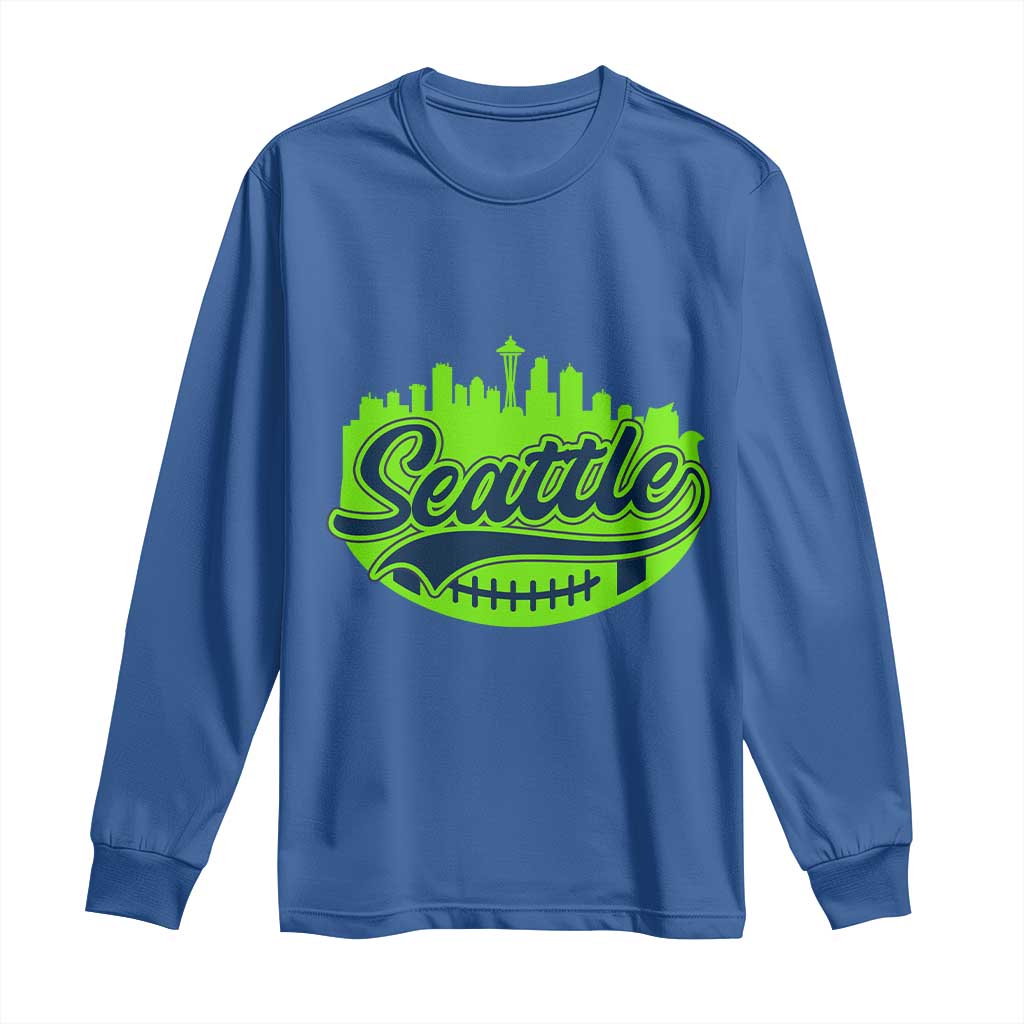 Seattle Pride Skyline Football Lover Long Sleeve Shirt Game Day Sports Fan TS02 Royal Blue Print Your Wear