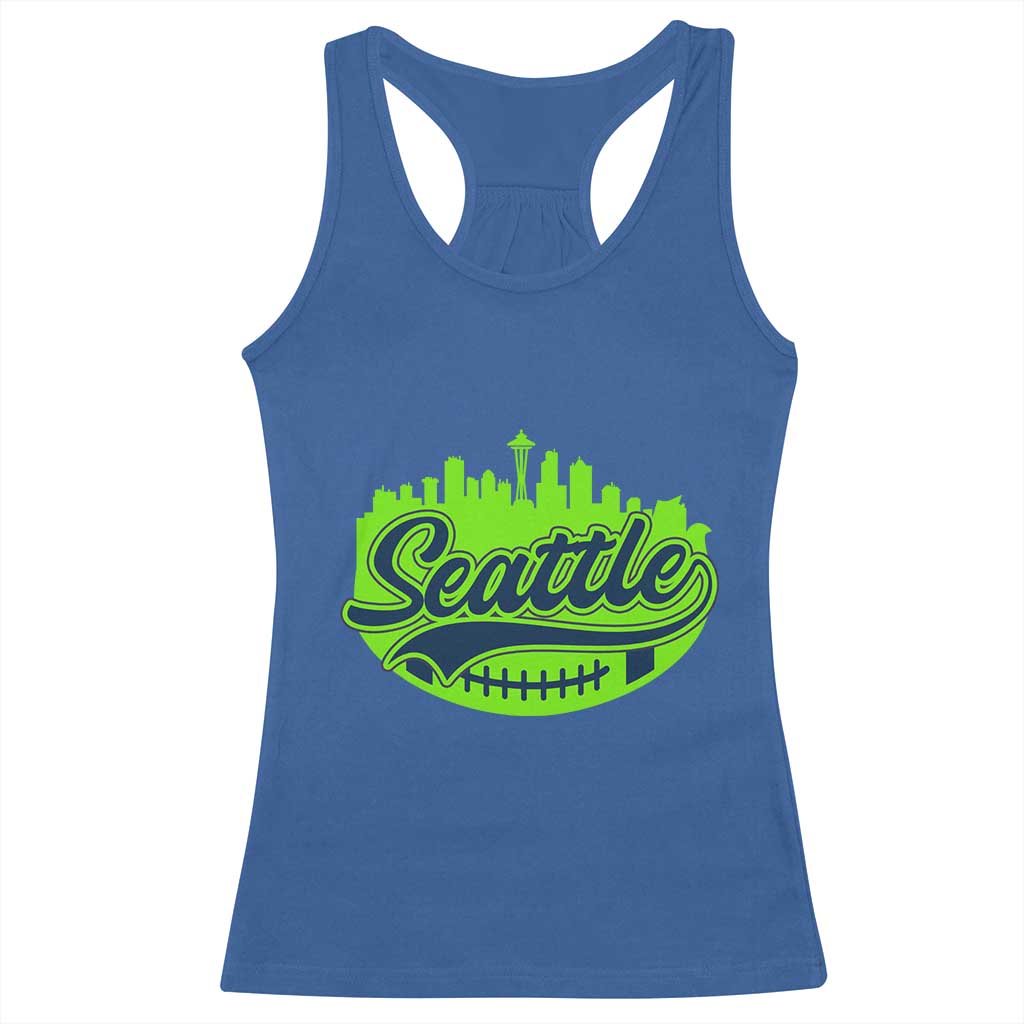 Seattle Pride Skyline Football Lover Racerback Tank Top Game Day Sports Fan TS02 Royal Blue Print Your Wear