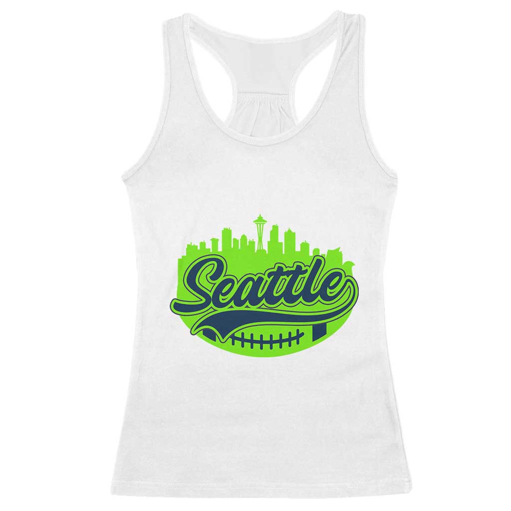 Seattle Pride Skyline Football Lover Racerback Tank Top Game Day Sports Fan TS02 White Print Your Wear