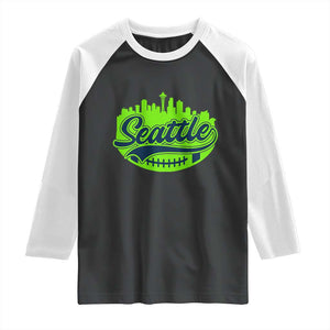 Seattle Pride Skyline Football Lover Raglan Shirt Game Day Sports Fan TS02 Black White Print Your Wear
