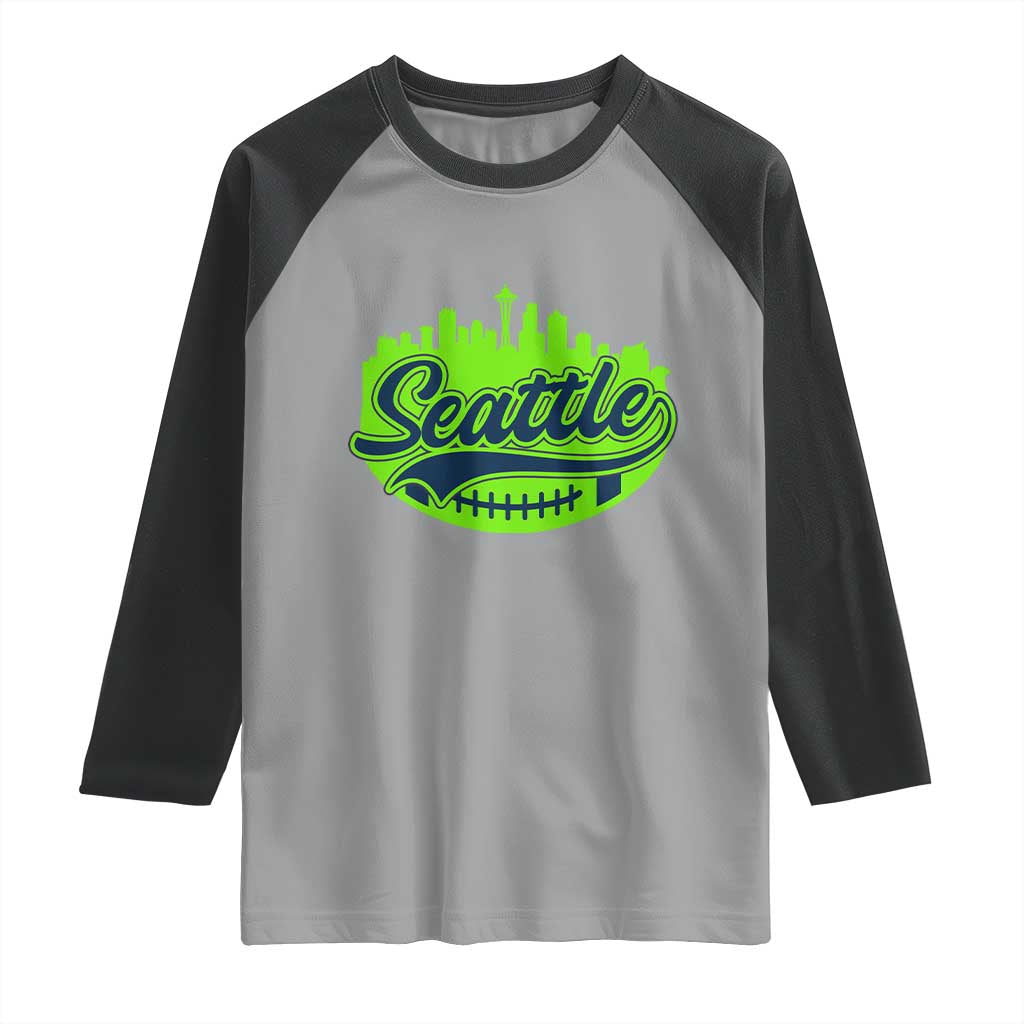 Seattle Pride Skyline Football Lover Raglan Shirt Game Day Sports Fan TS02 Sport Gray Black Print Your Wear