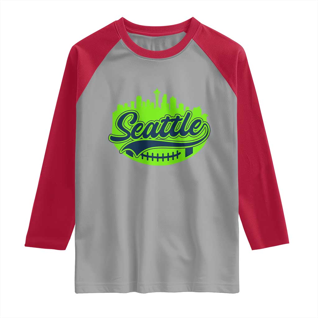 Seattle Pride Skyline Football Lover Raglan Shirt Game Day Sports Fan TS02 Sport Gray Red Print Your Wear