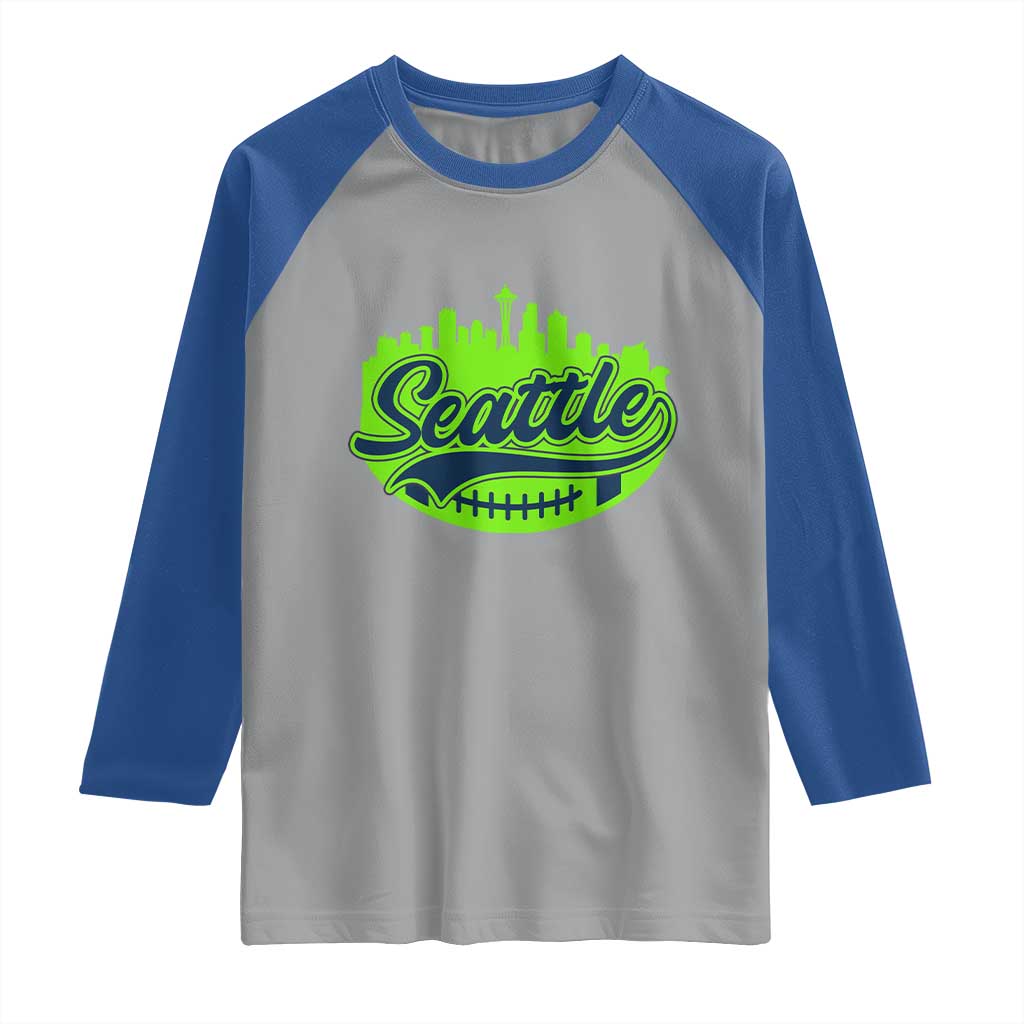Seattle Pride Skyline Football Lover Raglan Shirt Game Day Sports Fan TS02 Sport Gray Royal Print Your Wear