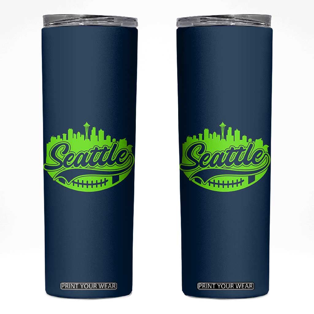 Seattle Pride Skyline Football Lover Skinny Tumbler Game Day Sports Fan TS02 Navy Print Your Wear