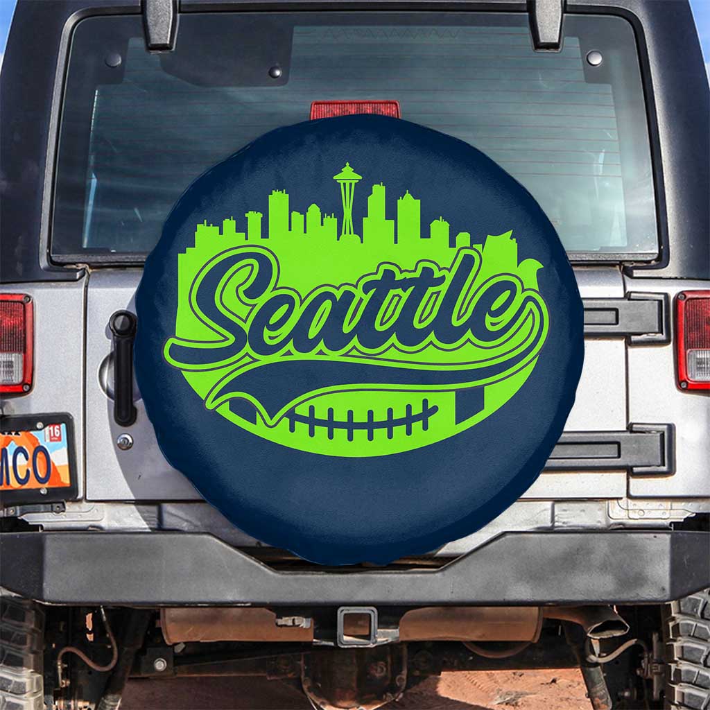 Seattle Pride Skyline Football Lover Spare Tire Cover Game Day Sports Fan TS02 No hole Navy Print Your Wear