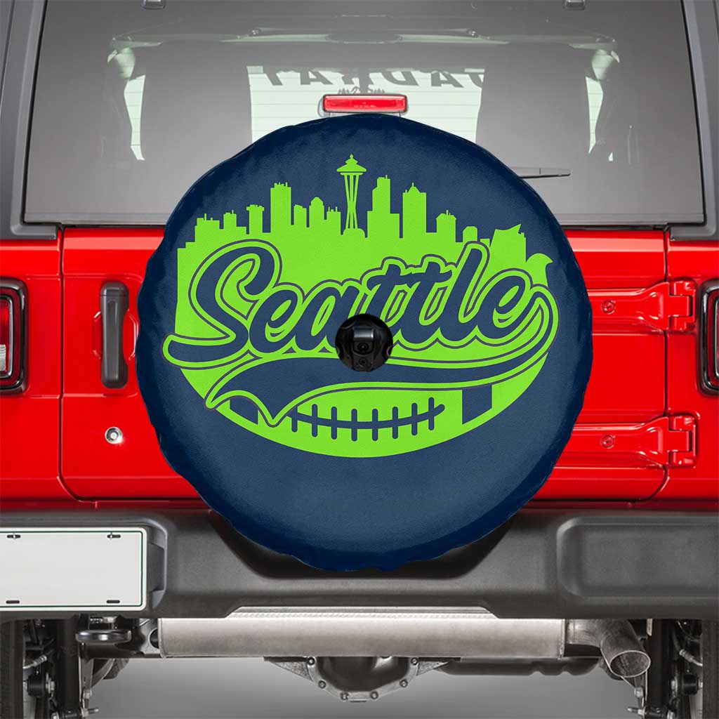 Seattle Pride Skyline Football Lover Spare Tire Cover Game Day Sports Fan TS02 Navy Print Your Wear