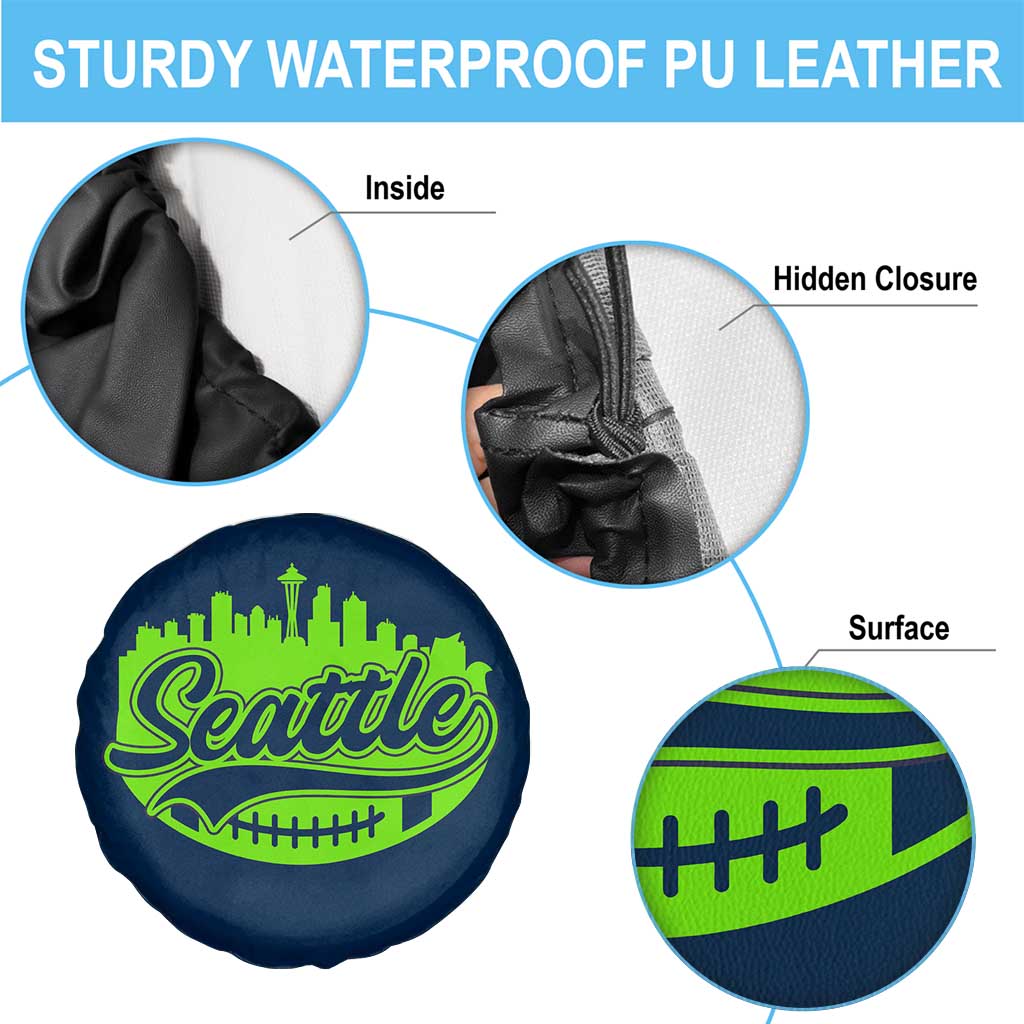 Seattle Pride Skyline Football Lover Spare Tire Cover Game Day Sports Fan TS02 Print Your Wear