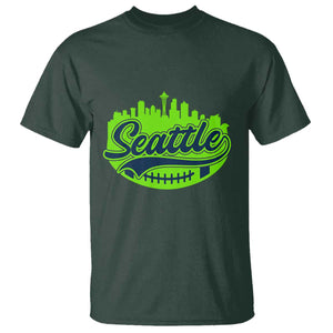 Seattle Pride Skyline Football Lover T Shirt Game Day Sports Fan TS02 Dark Forest Green Print Your Wear