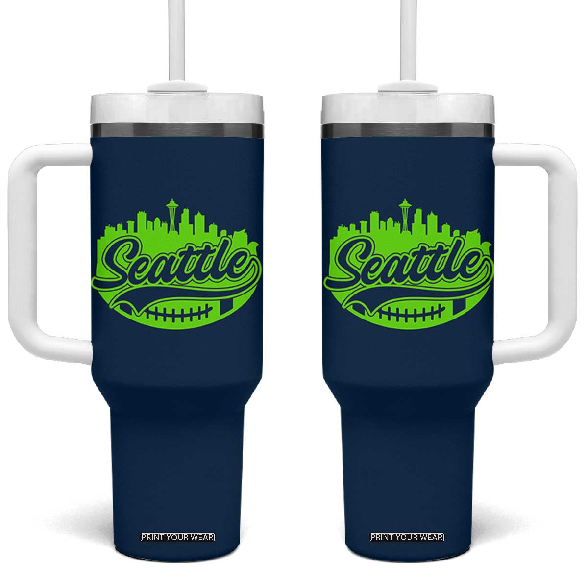 Seattle Pride Skyline Football Lover Tumbler With Handle Game Day Sports Fan TS02 One Size: 40 oz Navy Print Your Wear