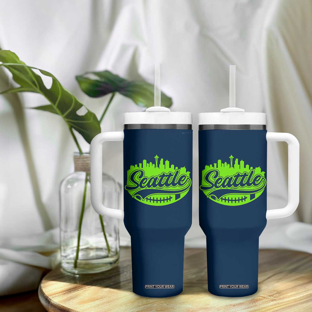 Seattle Pride Skyline Football Lover Tumbler With Handle Game Day Sports Fan TS02 Print Your Wear