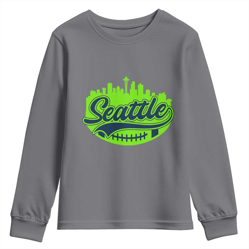 Seattle Pride Skyline Football Lover Youth Sweatshirt Game Day Sports Fan TS02 Charcoal Print Your Wear