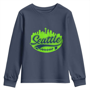 Seattle Pride Skyline Football Lover Youth Sweatshirt Game Day Sports Fan TS02 Navy Print Your Wear