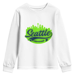 Seattle Pride Skyline Football Lover Youth Sweatshirt Game Day Sports Fan TS02 White Print Your Wear