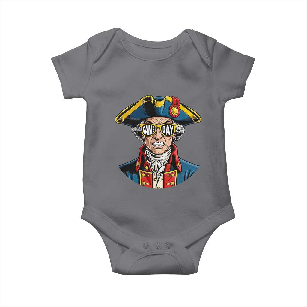 Vintage Game Day Patriot Baby Onesie Revolutionary Colonial Mascot Football Fan TS02 Charcoal Print Your Wear