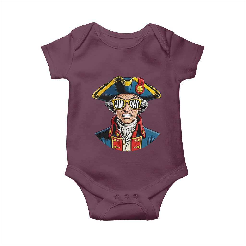 Vintage Game Day Patriot Baby Onesie Revolutionary Colonial Mascot Football Fan TS02 Maroon Print Your Wear