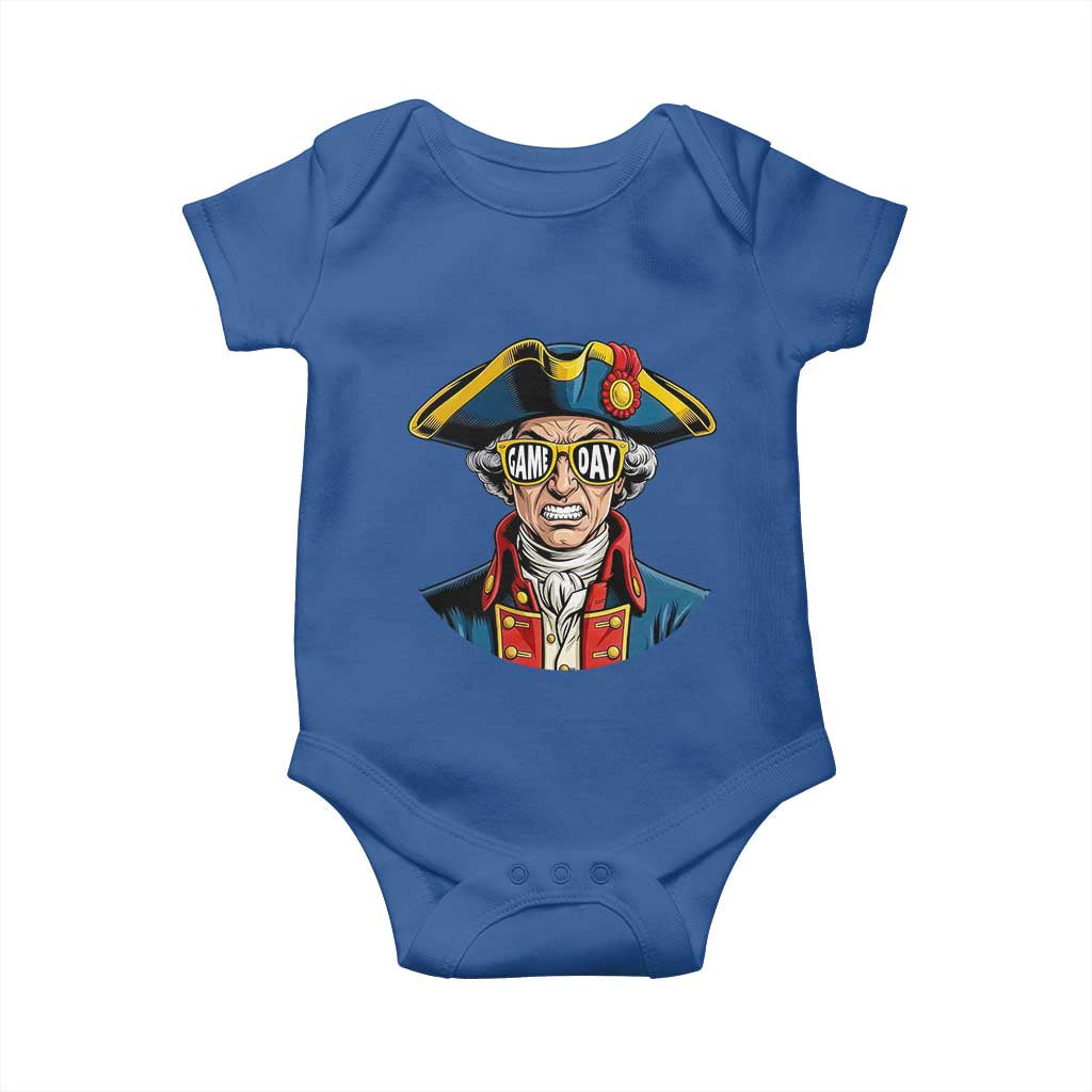 Vintage Game Day Patriot Baby Onesie Revolutionary Colonial Mascot Football Fan TS02 Royal Blue Print Your Wear
