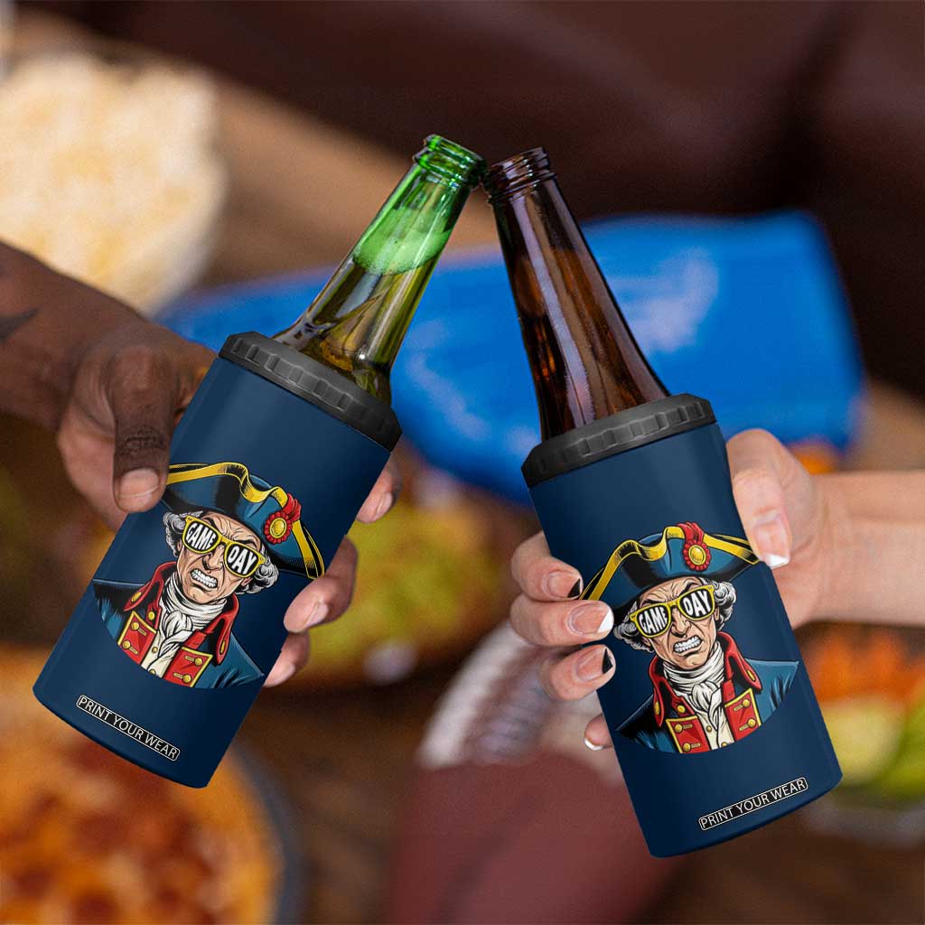 Vintage Game Day Patriot 4 in 1 Can Cooler Tumbler Revolutionary Colonial Mascot Football Fan TS02 Print Your Wear