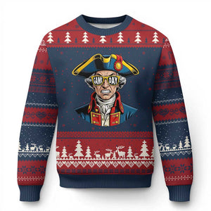 Vintage Game Day Patriot Ugly Christmas Sweater Revolutionary Colonial Mascot Football Fan TS02 Navy Red Print Your Wear