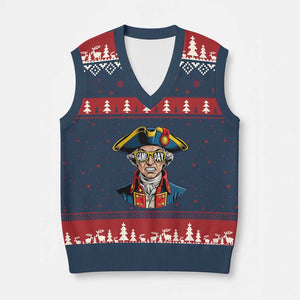 Vintage Game Day Patriot V-Neck Knit Sweater Vest Revolutionary Colonial Mascot Football Fan TS02 Navy Red Print Your Wear