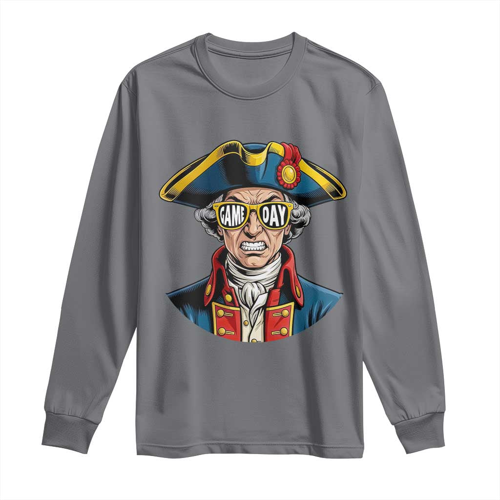 Vintage Game Day Patriot Long Sleeve Shirt Revolutionary Colonial Mascot Football Fan TS02 Charcoal Print Your Wear