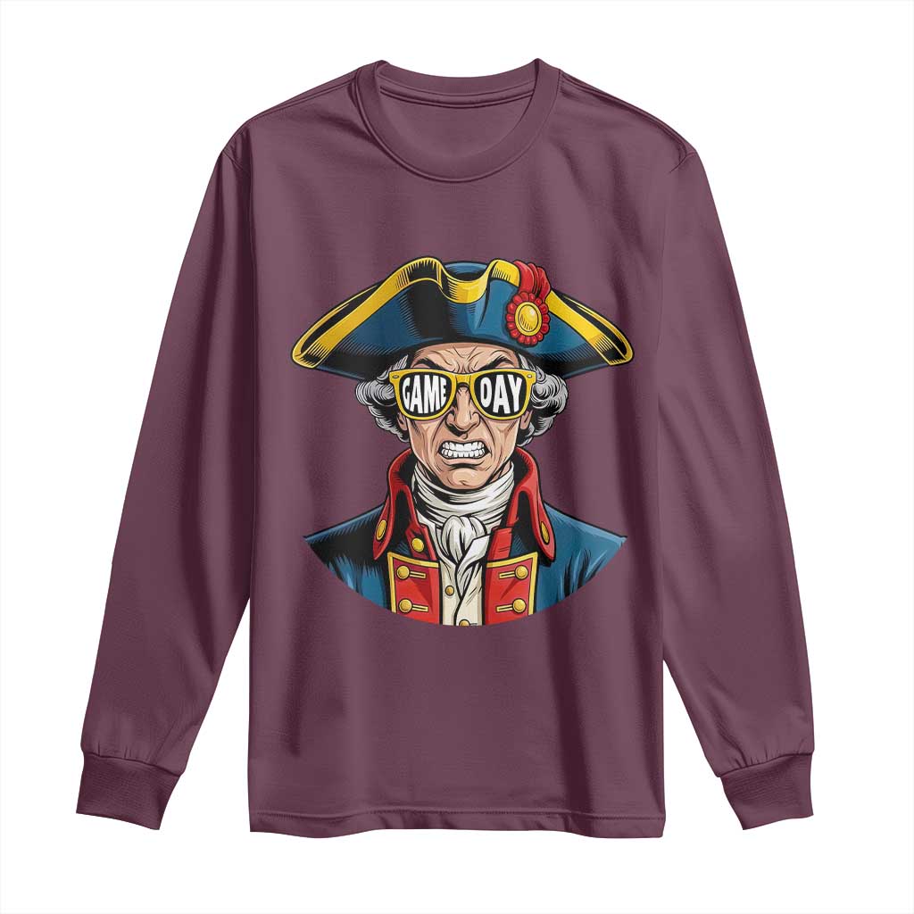 Vintage Game Day Patriot Long Sleeve Shirt Revolutionary Colonial Mascot Football Fan TS02 Maroon Print Your Wear