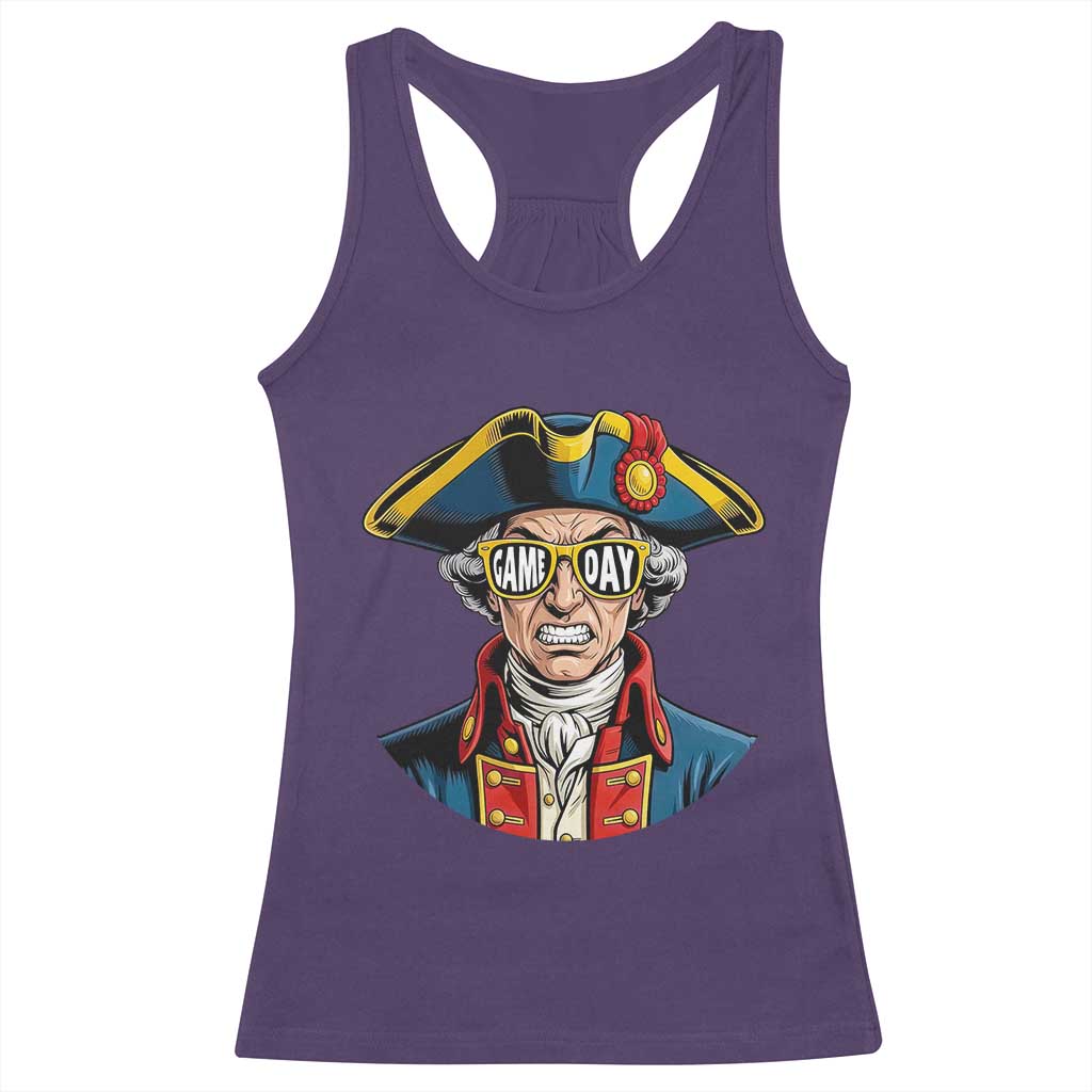 Vintage Game Day Patriot Racerback Tank Top Revolutionary Colonial Mascot Football Fan TS02 Purple Print Your Wear
