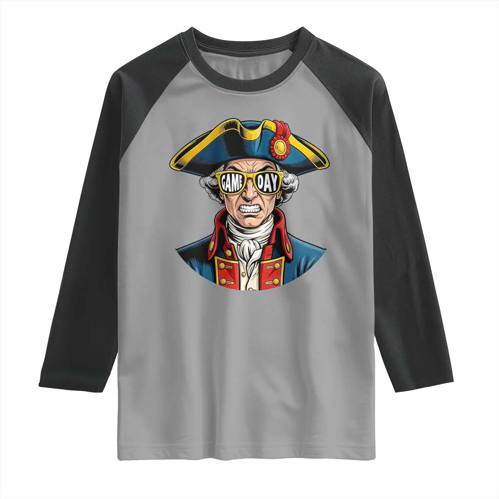 Vintage Game Day Patriot Raglan Shirt Revolutionary Colonial Mascot Football Fan TS02 Sport Gray Black Print Your Wear