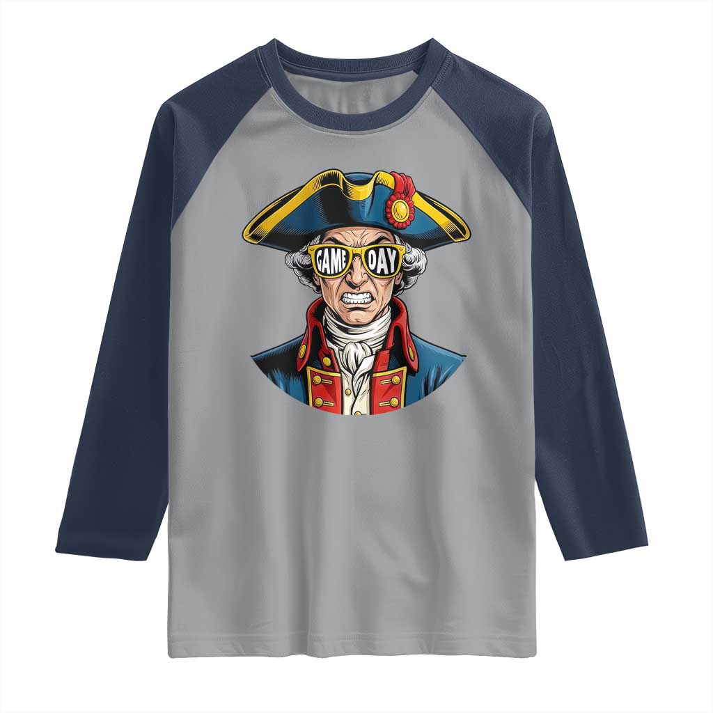 Vintage Game Day Patriot Raglan Shirt Revolutionary Colonial Mascot Football Fan TS02 Sport Gray Navy Print Your Wear