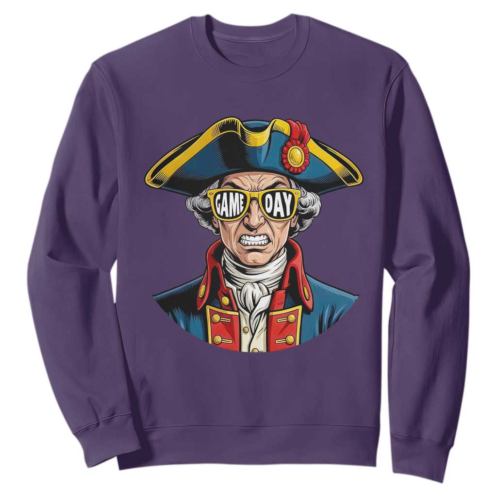Vintage Game Day Patriot Sweatshirt Revolutionary Colonial Mascot Football Fan TS02 Purple Print Your Wear
