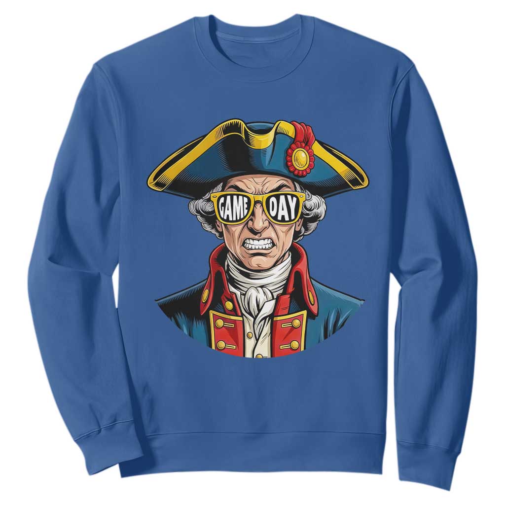 Vintage Game Day Patriot Sweatshirt Revolutionary Colonial Mascot Football Fan TS02 Royal Blue Print Your Wear