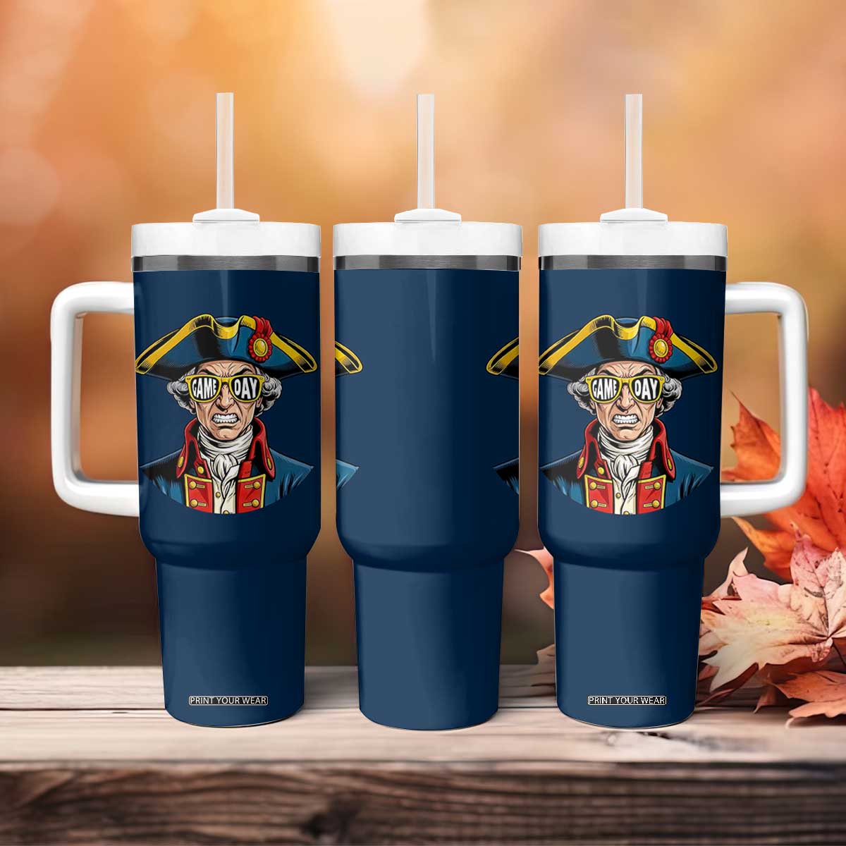 Vintage Game Day Patriot Tumbler With Handle Revolutionary Colonial Mascot Football Fan TS02 Print Your Wear