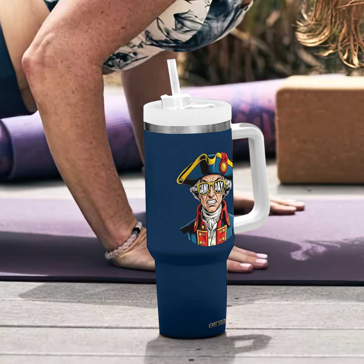 Vintage Game Day Patriot Tumbler With Handle Revolutionary Colonial Mascot Football Fan TS02 Print Your Wear