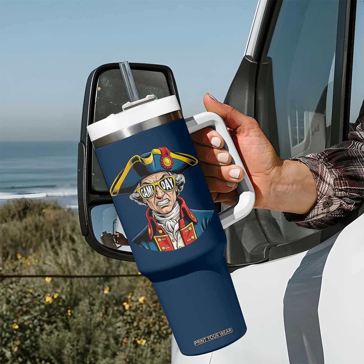 Vintage Game Day Patriot Tumbler With Handle Revolutionary Colonial Mascot Football Fan TS02 Print Your Wear