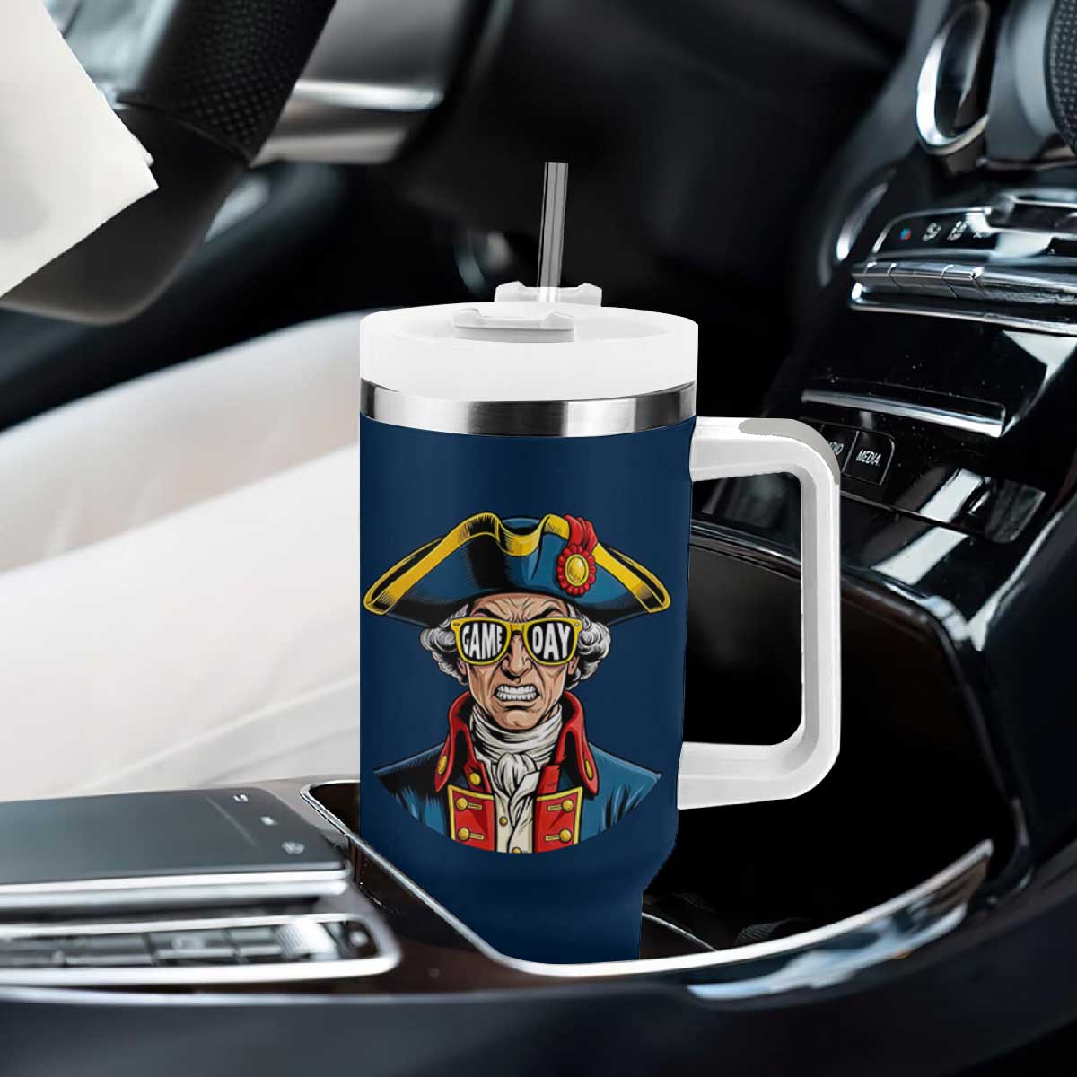 Vintage Game Day Patriot Tumbler With Handle Revolutionary Colonial Mascot Football Fan TS02 Print Your Wear